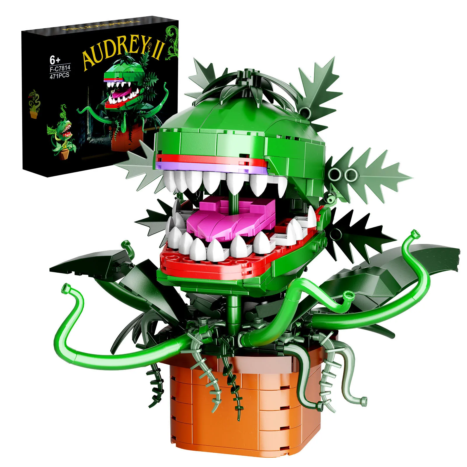 Audrey II Piranhas Plant Building Block Toys Little Shop of Horror Plants Openable Mouth Bricks Model Toy Gift for Fans Kids