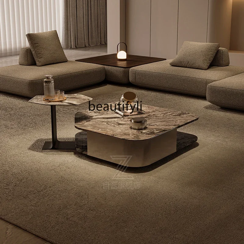 A139 Artificial Marble Coffee Table Irregular Shaped Square Combination Modern Minimalist Italian Style Light Luxury Living Room