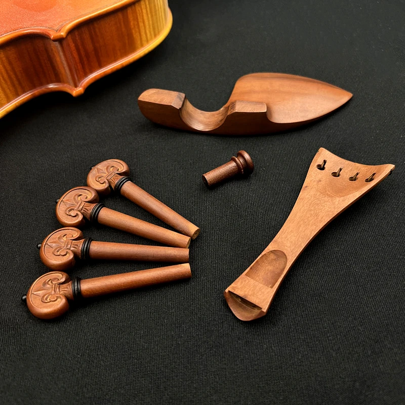 Violin 4/4 Carved patterns jujube wood Ebony Tailpiece+Tuning pegs+Endpins+Chin rest/Chin Holder fiddler accessories parts