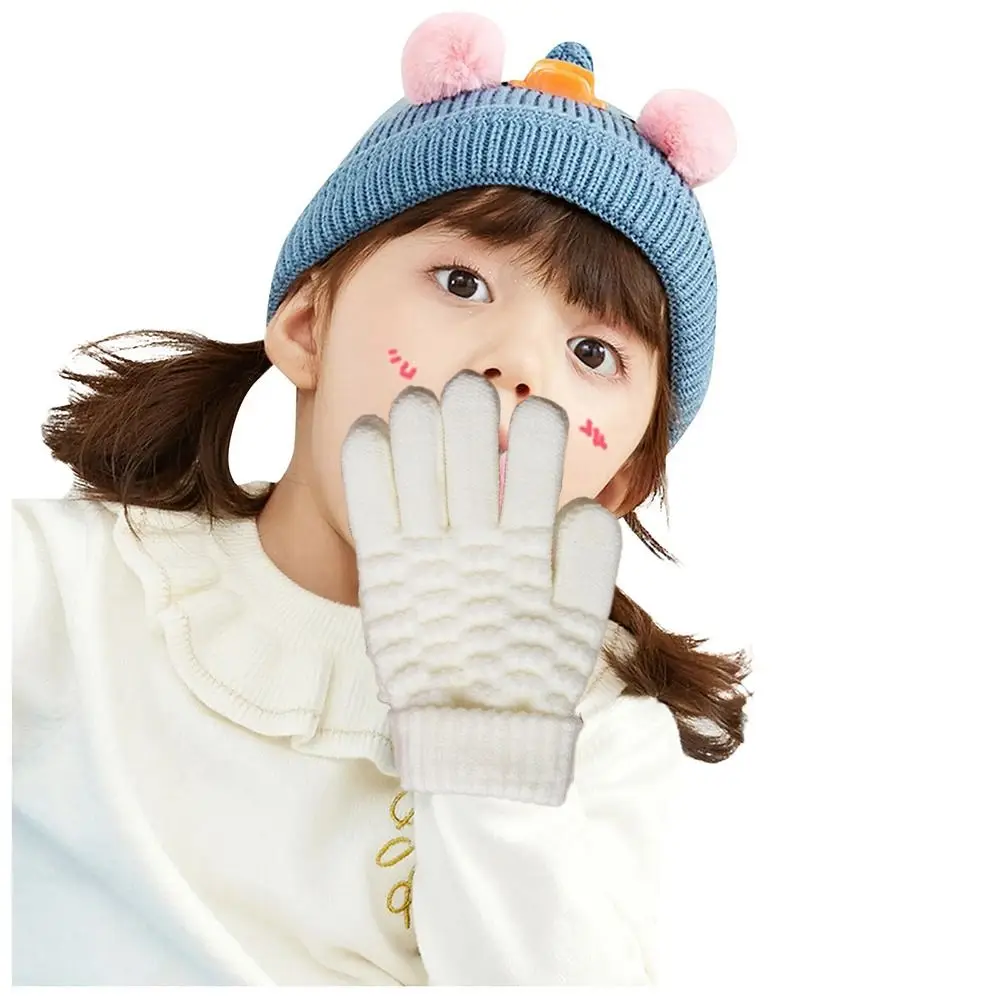 Winter Snow Children Gloves Full Finger Gloves Boys Girls Warm Mittens Thickened Knitted Gloves Hand Warmer