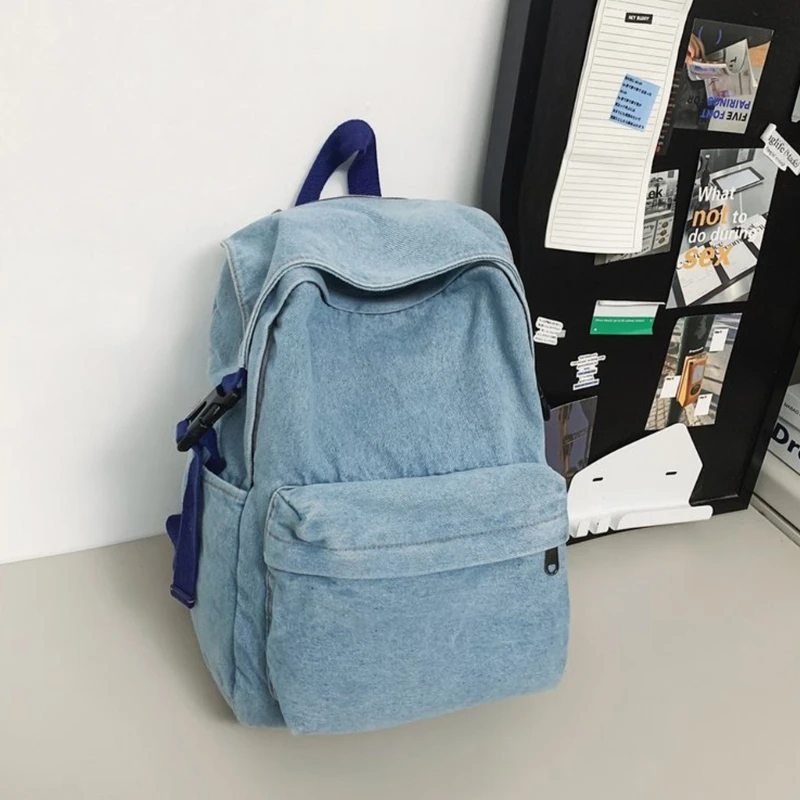 Tas Sekolah Ransel Laptop Trendy Jean Daypack Untuk Tas Buku Pelajar Fashion