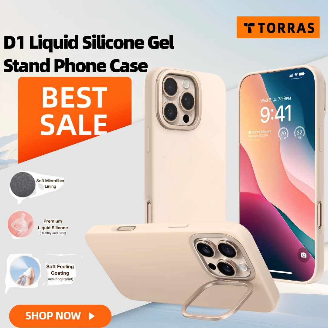 

TORRAS D1 Frosted Liquid Silicone Gel Holder Case for iPhone 16 15 Pro Max Compatible Magsafe Case Fiber Cloth Lined Cushion