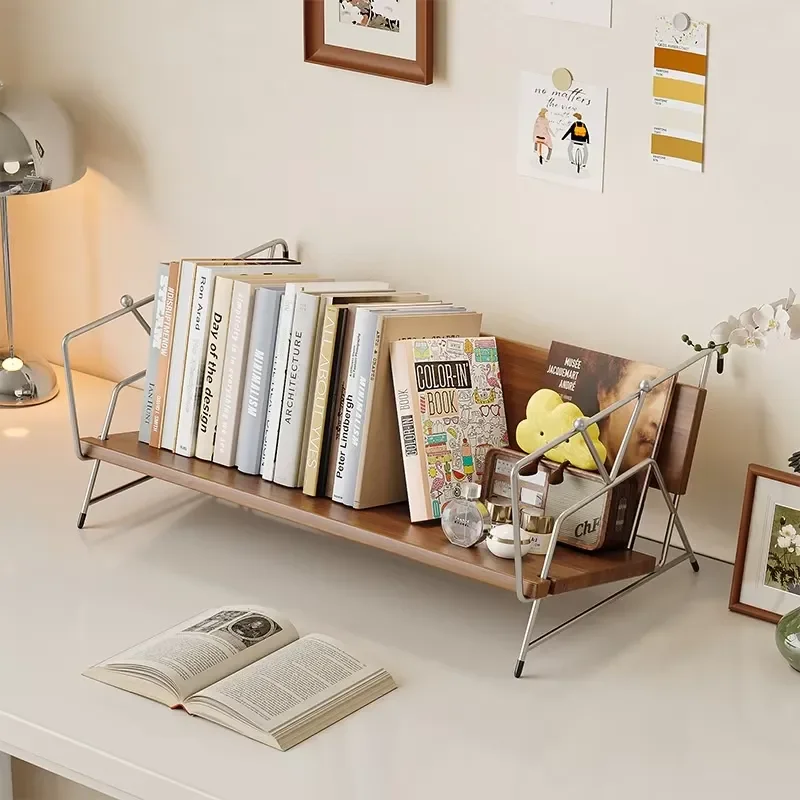 Steel Desktop Bookshelf for Student Dormitory Office Desk Storage Rack Modern Bookcase Display Shelf Household Furniture