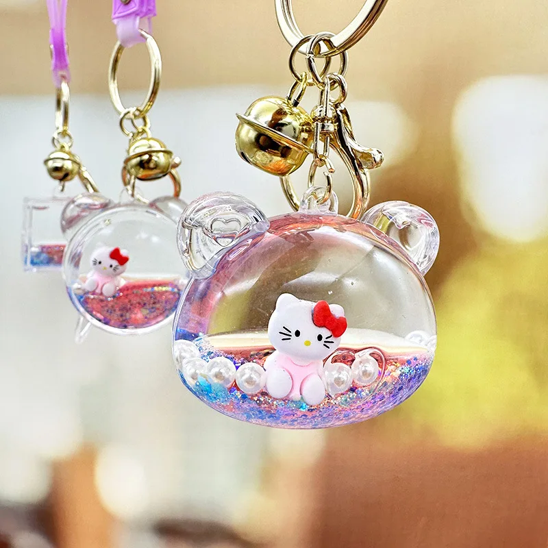 Miniso Sanrio لطيف KT القط مفتاح سلسلة خزان الغاز الإبداعية زوجين موضة حقيبة السيارة مفتاح سلسلة قلادة النساء