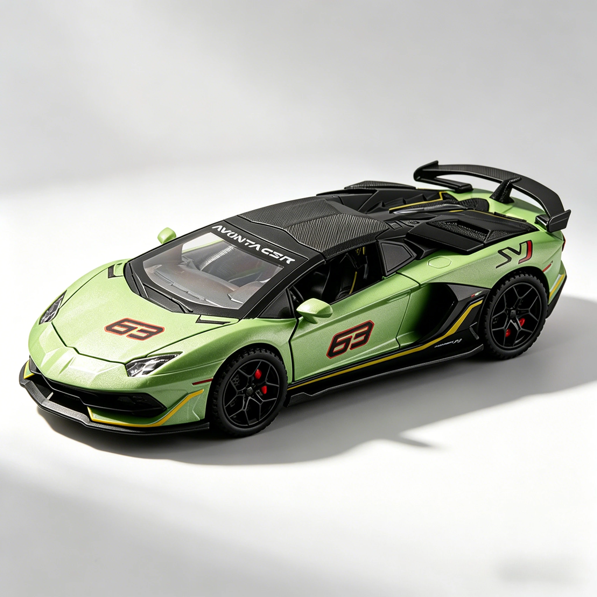 

1:32 Alloy Die-cast SVJ63 Sports Car Model With Door Opening, Sound and Light Pull Back, Children's Toy Birthday Gift