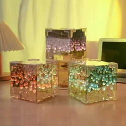 21pcs Creative Diy Tulip Flower Sea Cube Three-Dimensional Small Night Lamp Material Package for Girlfriend Couple Girlfriends