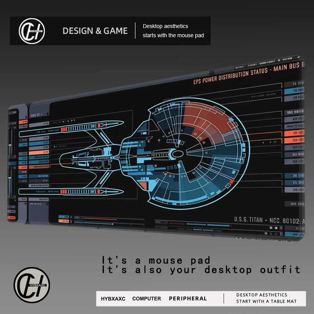 

HYBXAXC Starship Blueprint Pad Desk Pad Large Mouse Pads Gamer Computer Mousepad Game Accessories Keyboard Mat Anime Extended
