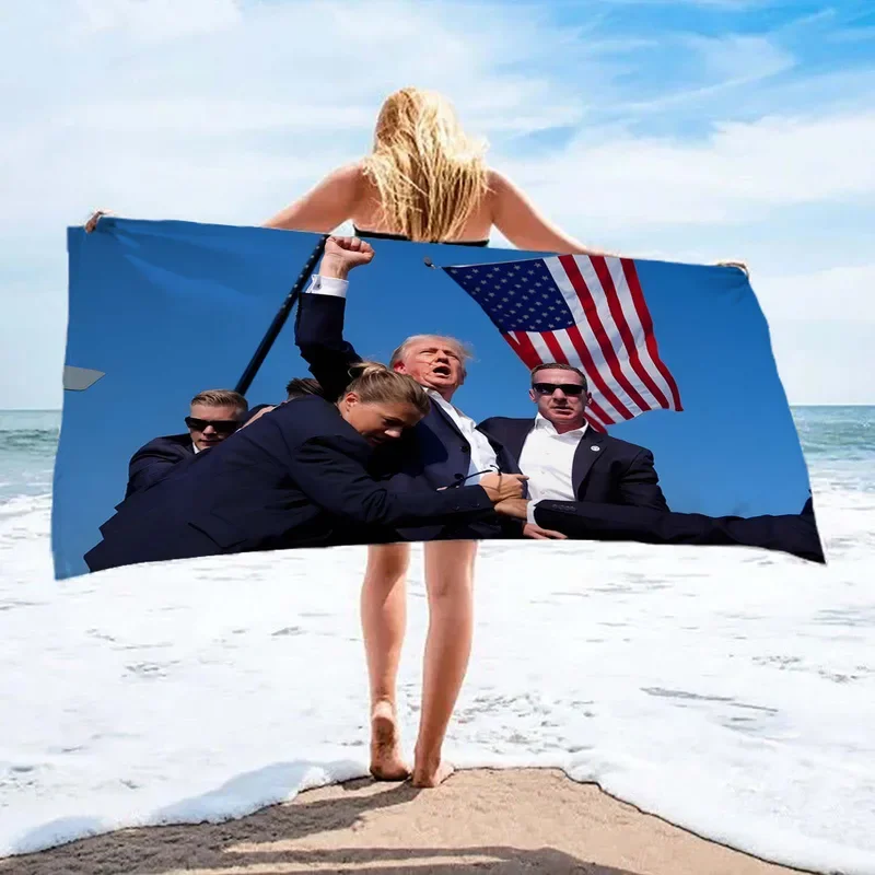 Custom 3D Shoot Trump Life Photos Bath Beach Towel Polyester Funny Picture Customization Outdoor Living Decor Swimming  Gifts