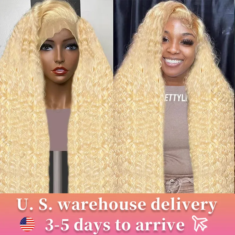 Brazilian deep wave 13x6 hd lace frontal human hair wig for women 30 40 inch 613 honey blonde curly cheap wigs on sale clearance