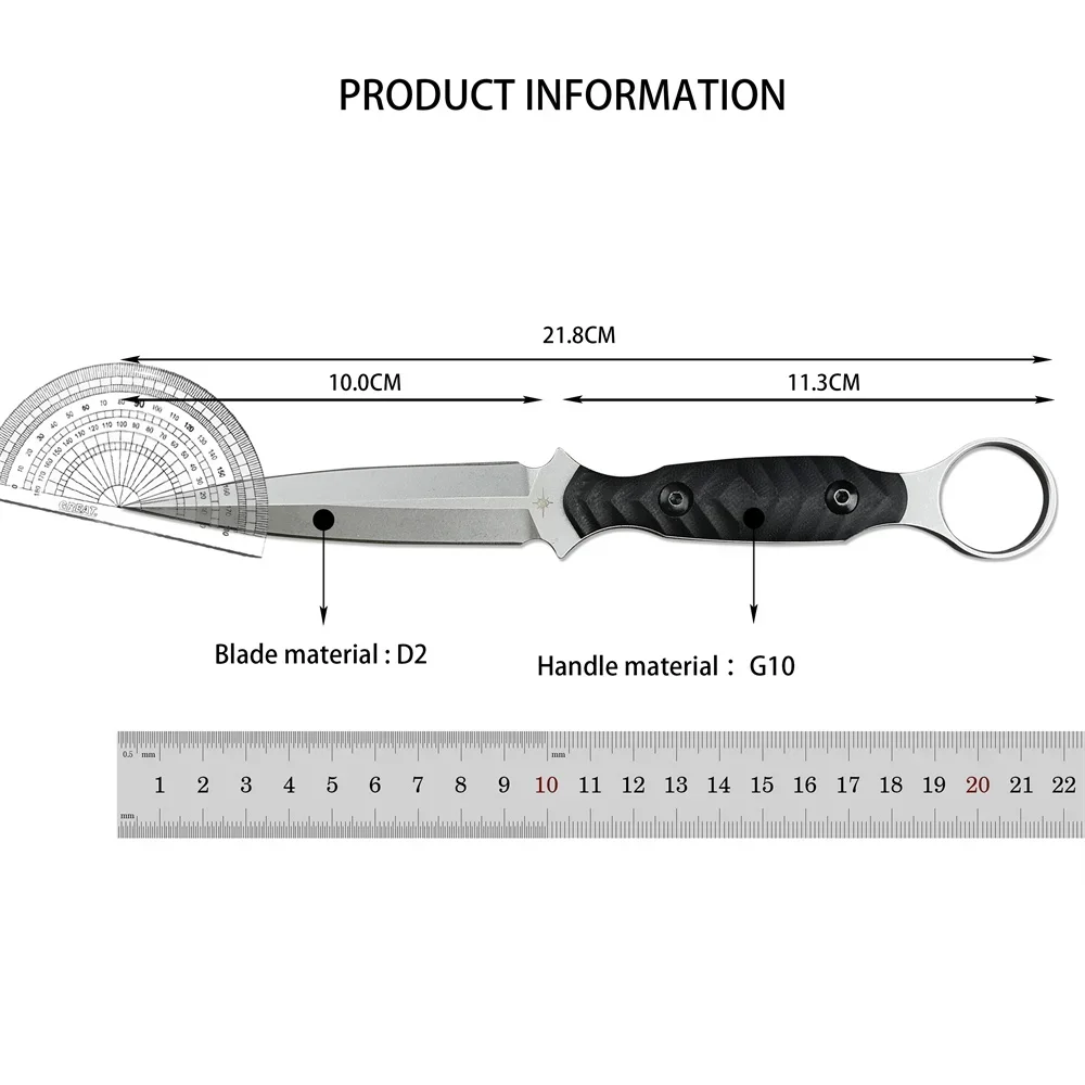 NEW USA TOOR High Quality Knife Fixed Blade Knife D2 Blade G10 Handle with Kydex Sheath Outdoor EDC Camping Hunting Hiking Tool