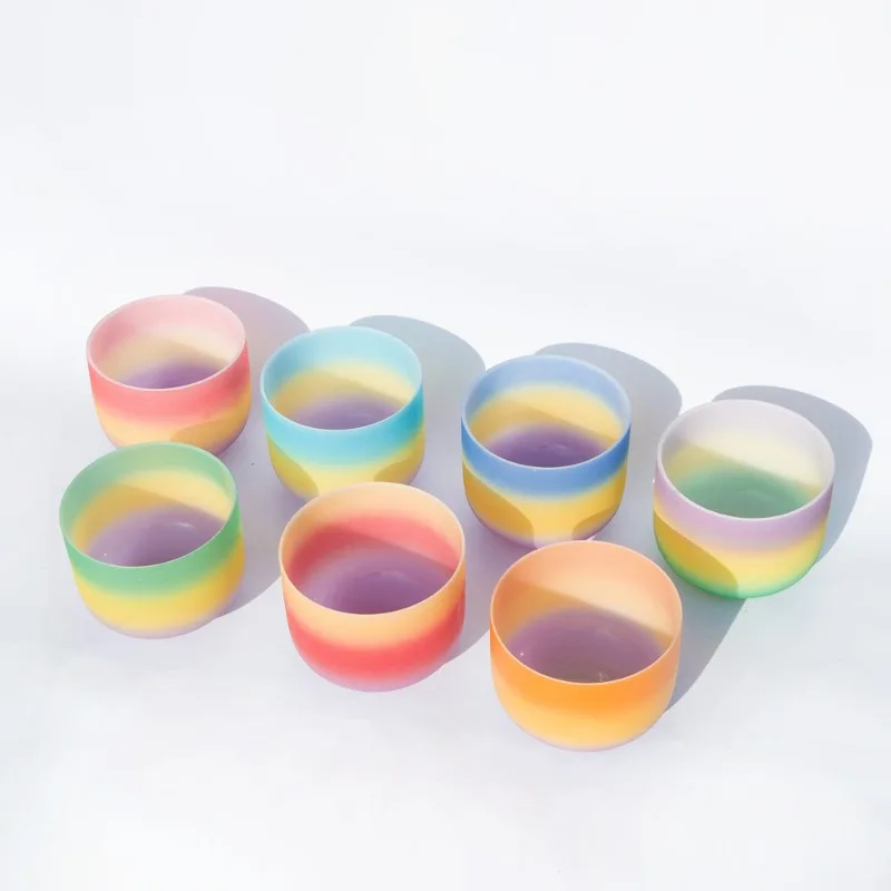 Rainbow Series Crystal Bowl Playing Instrument Yoga