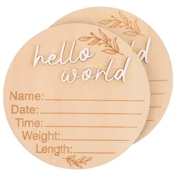 2pcs Wood Birth Announcement Sign Round Shaped Baby Name Wood Sign Newborn Signs