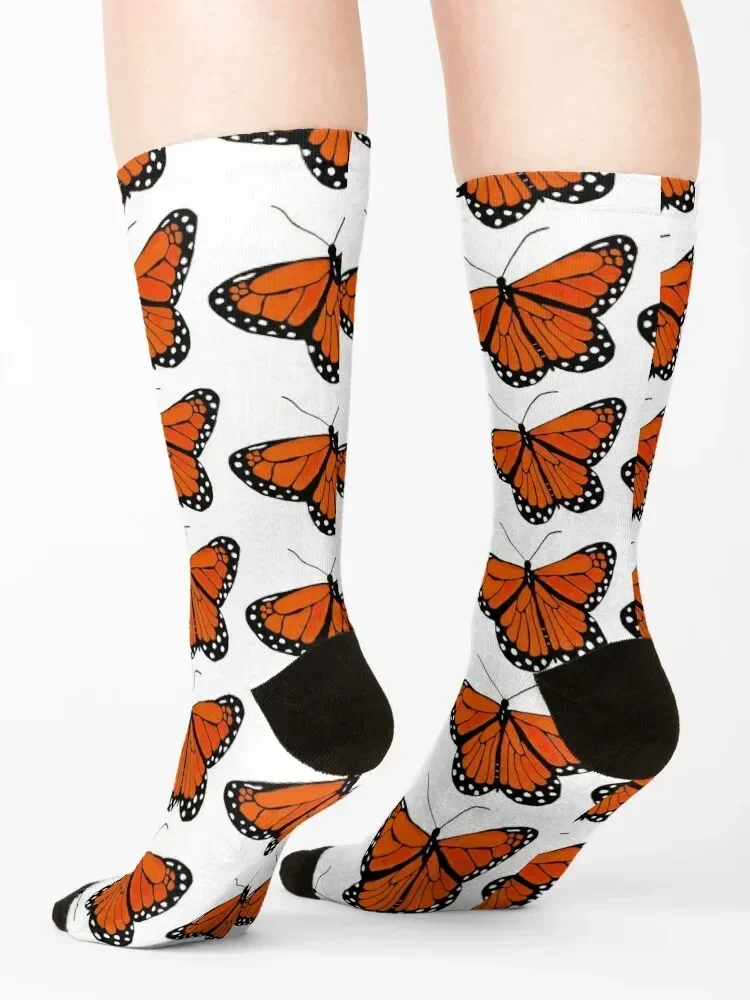 ถุงเท้าลายปีกส้ม แถบดำ จุดขาว ถุงเท้าแฟชั่นสำหรับปั่นจักรยาน ถุงเท้าผู้หญิงแบบโปร่งใส ถุงเท้าผู้ชาย