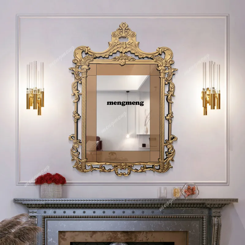 

European decorative mirror wall hanging creative entrance art mirror American living room background wall soft mirror