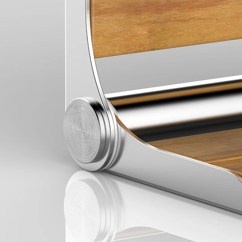 304 Stainless Steel Solid Wood Non Moldy Age-Friendly Shoe-Changing Bench Folding Shower Stool for Bathroom Elderly Daily Use