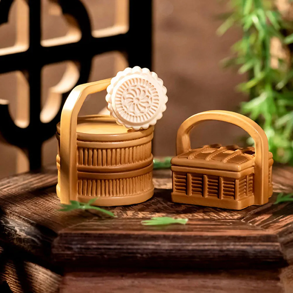 

6Pcs Realistic Resin Mini Baskets Simulated Bamboo Food Box for Dollhouse Miniature Scene Decoration Cute Garden Landscape Small