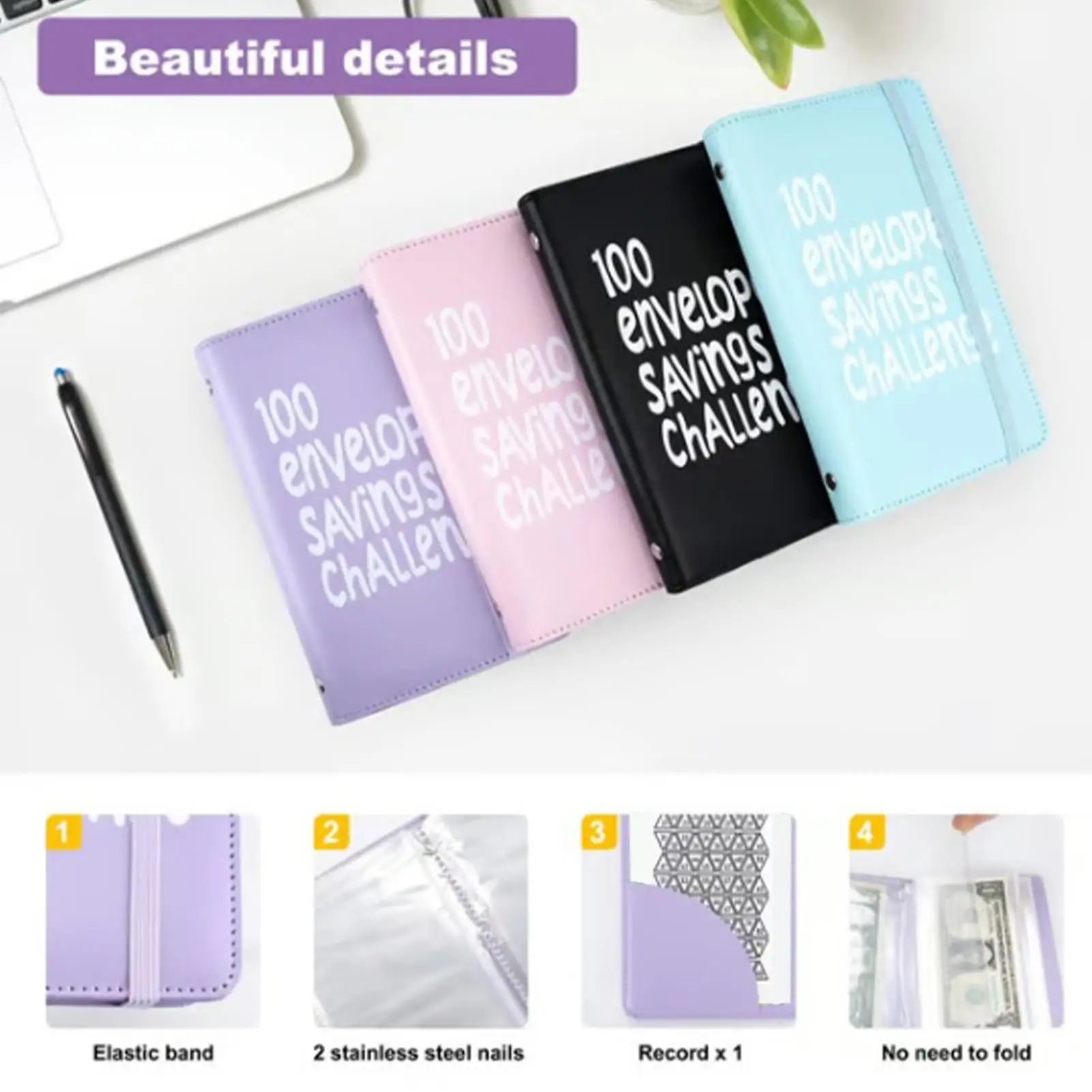 100 Days Envelope Challenge Binder Save Savings Challenges Binder Budget Binder With Cash Envelopes Money Organizer view 2