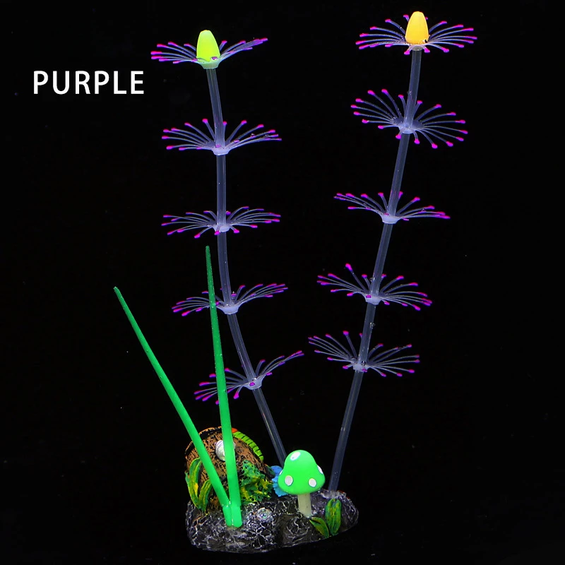 Simulation Aquatic Plants Fluorescent Silicone Water Grass Fish Tank Landscape Aquarium Decoration Coral Landscaping Home Decor