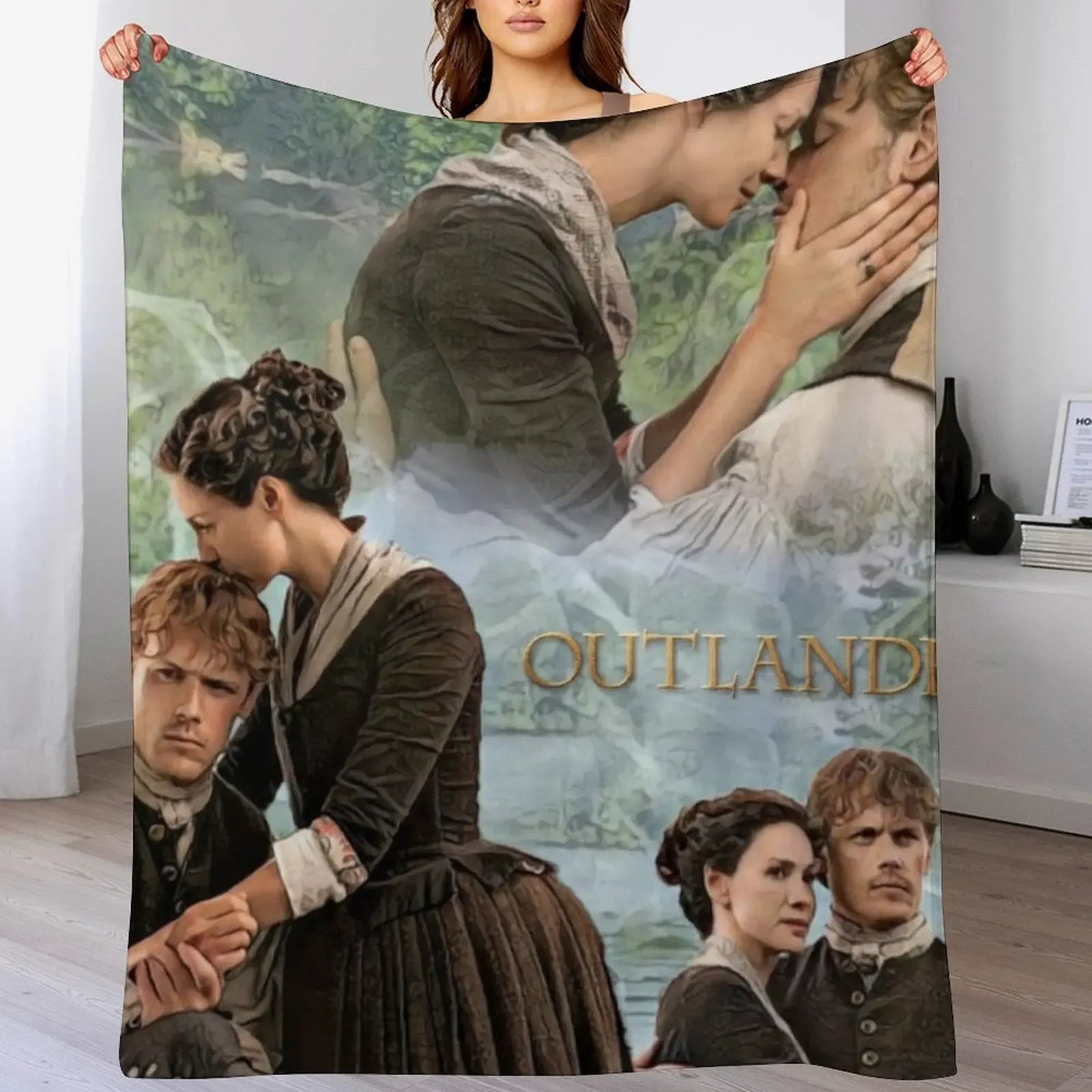 

Jamie and Claire Fraser/Outlander Throw Blanket Flannel Fabric Decorative Beds Bed For Decorative Sofa Blankets