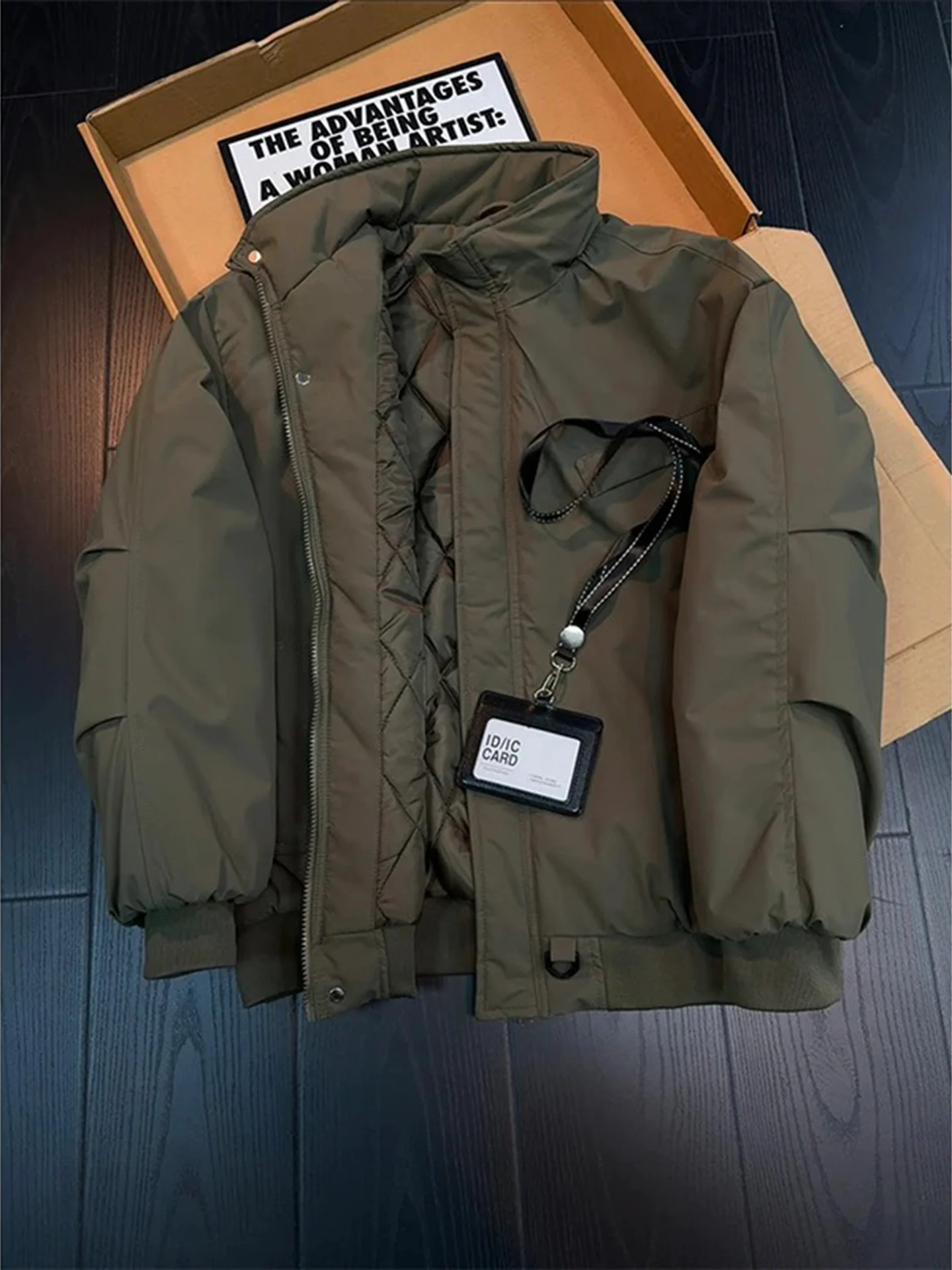 

Thiened Cotton Flight Jaet Military een American Sle Men's Winter Coat Tee-Proof Baseball Sle Polyester Fiber