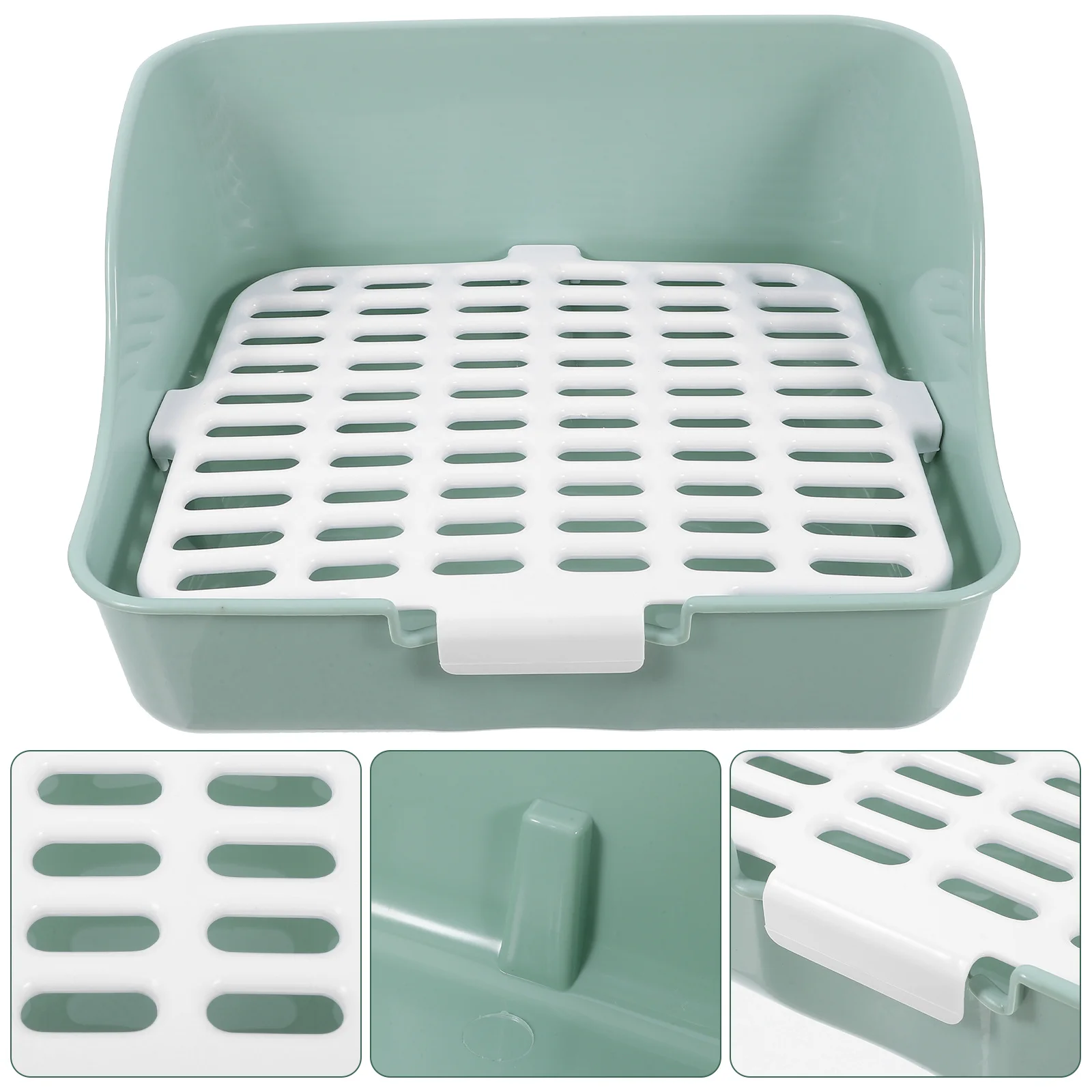 

Rabbit Litter Box Large Size Antisplash Stable Corner Potty Pan for Guinea Pigs Ferrets Chinchillas Olive Green Small Pet Toilet