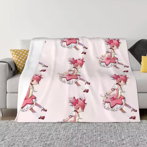 Puella Magi Madoka Magica Madoka Kaname Full Body Blankets Velvet Anime Lightweight Throw Blanket for Bedding Outdoor Bedspreads