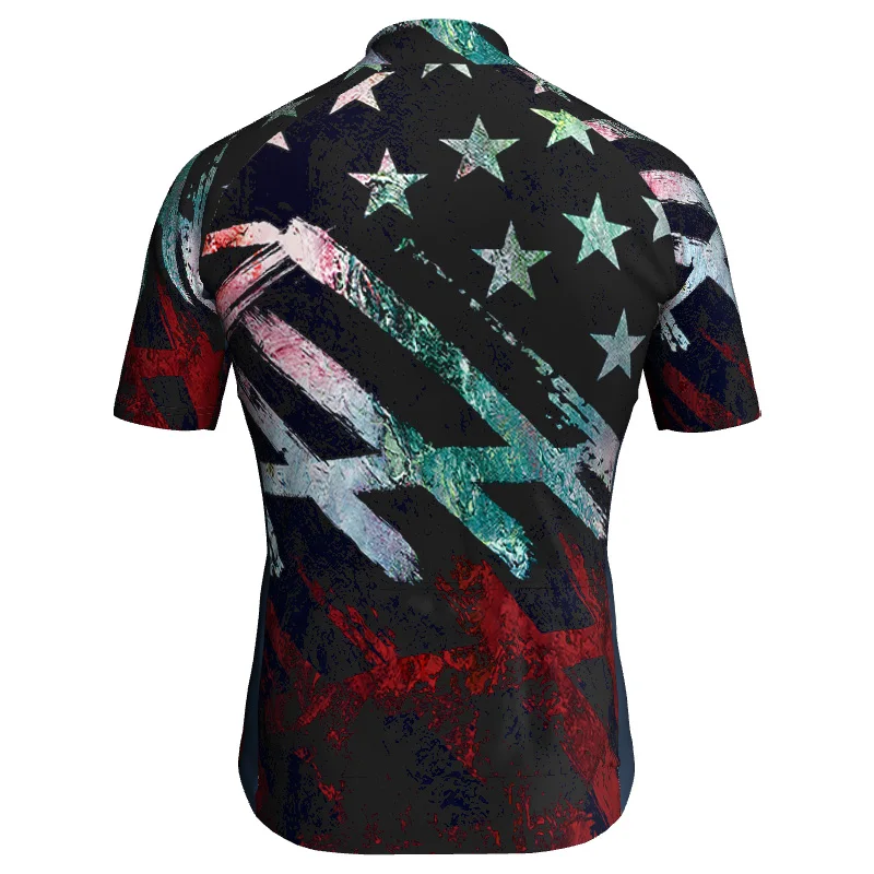 USA Jersey Cycling Short Sleeve Road Clothes Motocross Shirt MTB Bike Jacket XCO Climbing Top Outwear Wear Uniform Running Skull