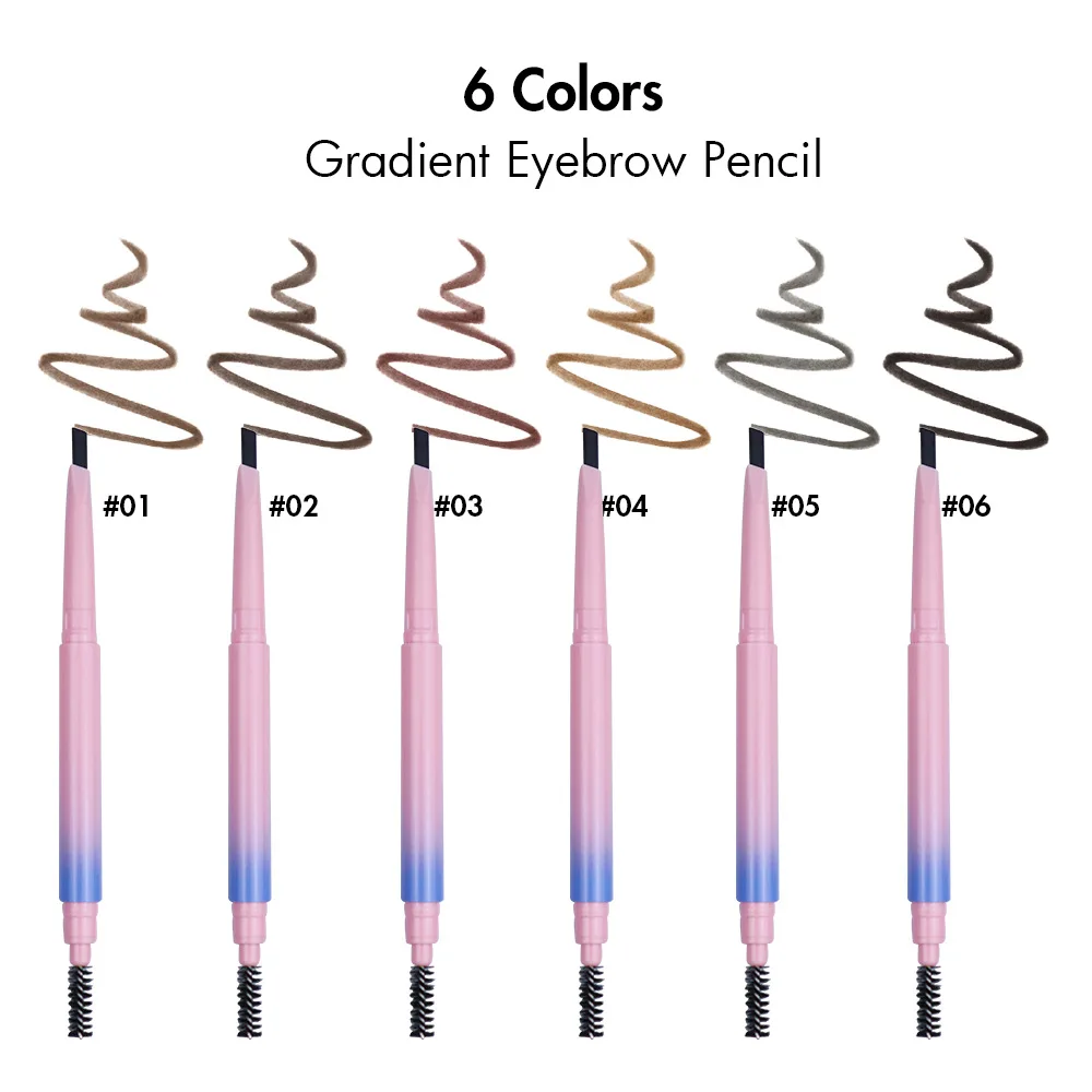 Private Label Eyebrow Pencil Wholesale 2 IN 1 Double End Vegan Long Lasting Custom Logo Brows Drawing Pen Pink Tube 10PCS Bulk