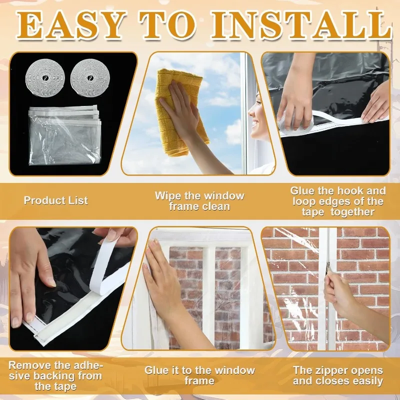 غطاء نافذة سميك مقاوم للرياح، غطاء عازل شفاف قابل للتعديل لأبواب فتحة التهوية العلية، حل دفء الشتاء للمنزل بالكامل