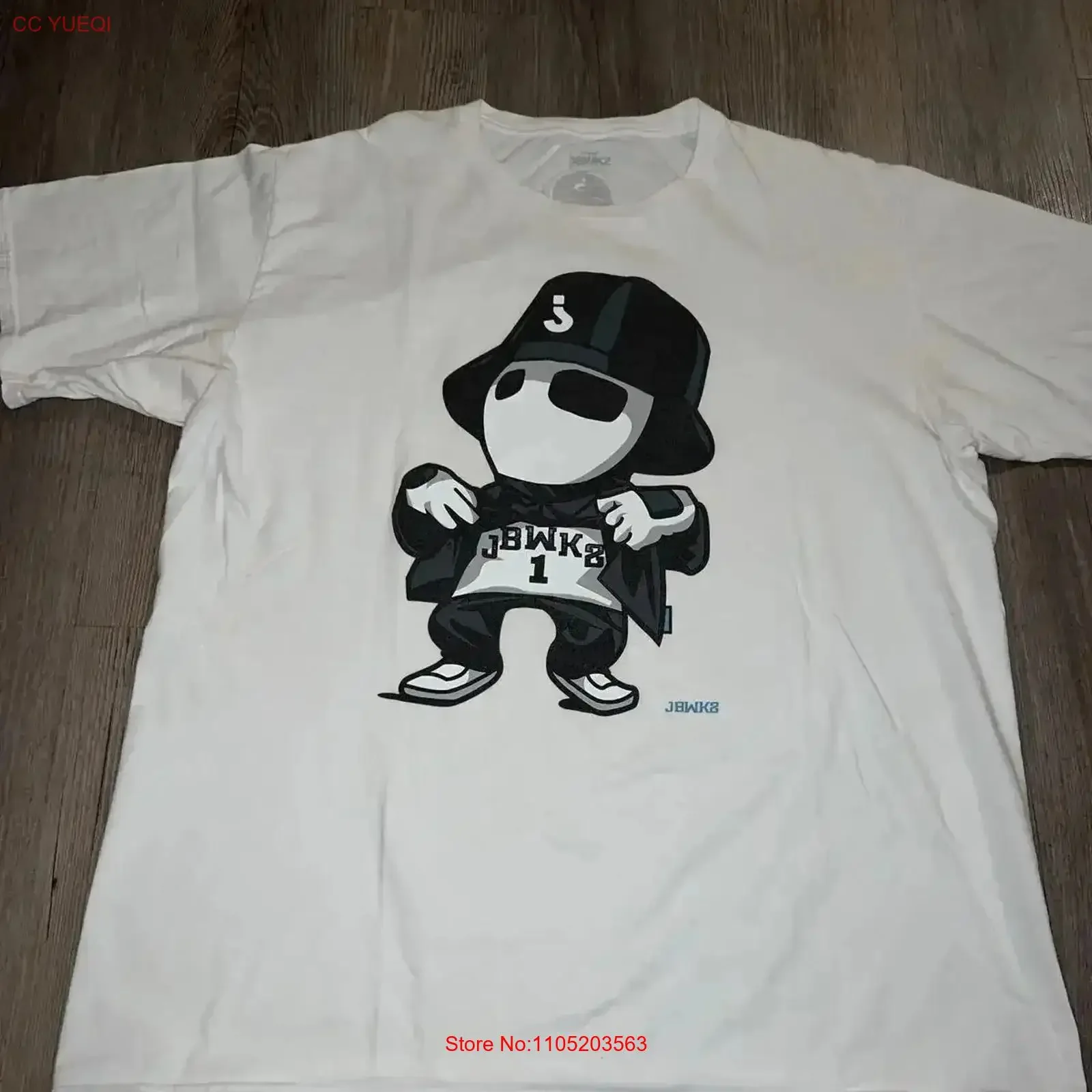 تي شيرت Jabbawockeez Jabba JBWKZ تي شيرت أبيض للرجال مقاس XL صنع في الولايات المتحدة الأمريكية ملابس شارع جرافيك مغسولة قليلاً للجنسين #1