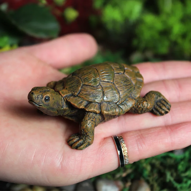 Little Turtle Model Resin Statue Micro Landscape DIY Bonsai Decoration Nearby Pond Tortoise Outdoor Garden Sculpture Decor Craft
