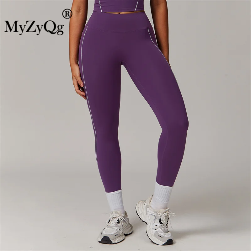 MyZyQg Women Push Up Peach High-waisted Pocket Yoga Pants Running Fitness Leggings Casual Athletic Pants Outer Skinny Sweatpants