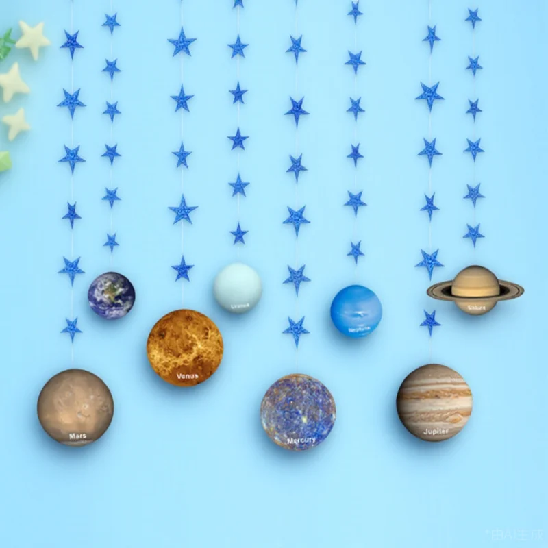 

1Set Durable Themed Paper Banner Party Bunting for Birthday Dance Party Supplies Planet-Themed Buntings