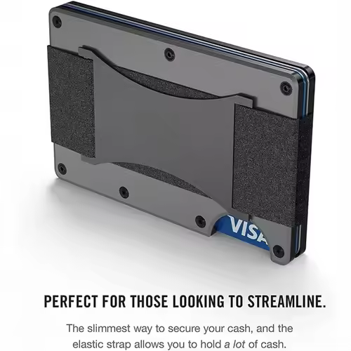 Forged Carbon Fiber Minimalist Slim Smart Wallets for Men Cashback Credit Card Holder Luxury Aluminium Wallet Rfid Money Clip - Image 5