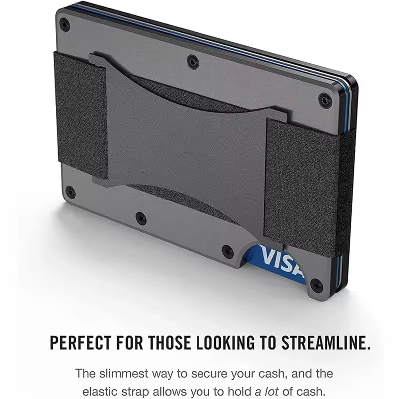 Forged Carbon Fiber Minimalist Slim Smart Wallets for Men Cashback Credit Card Holder Luxury Aluminium Wallet Rfid Money Clip - Image 5