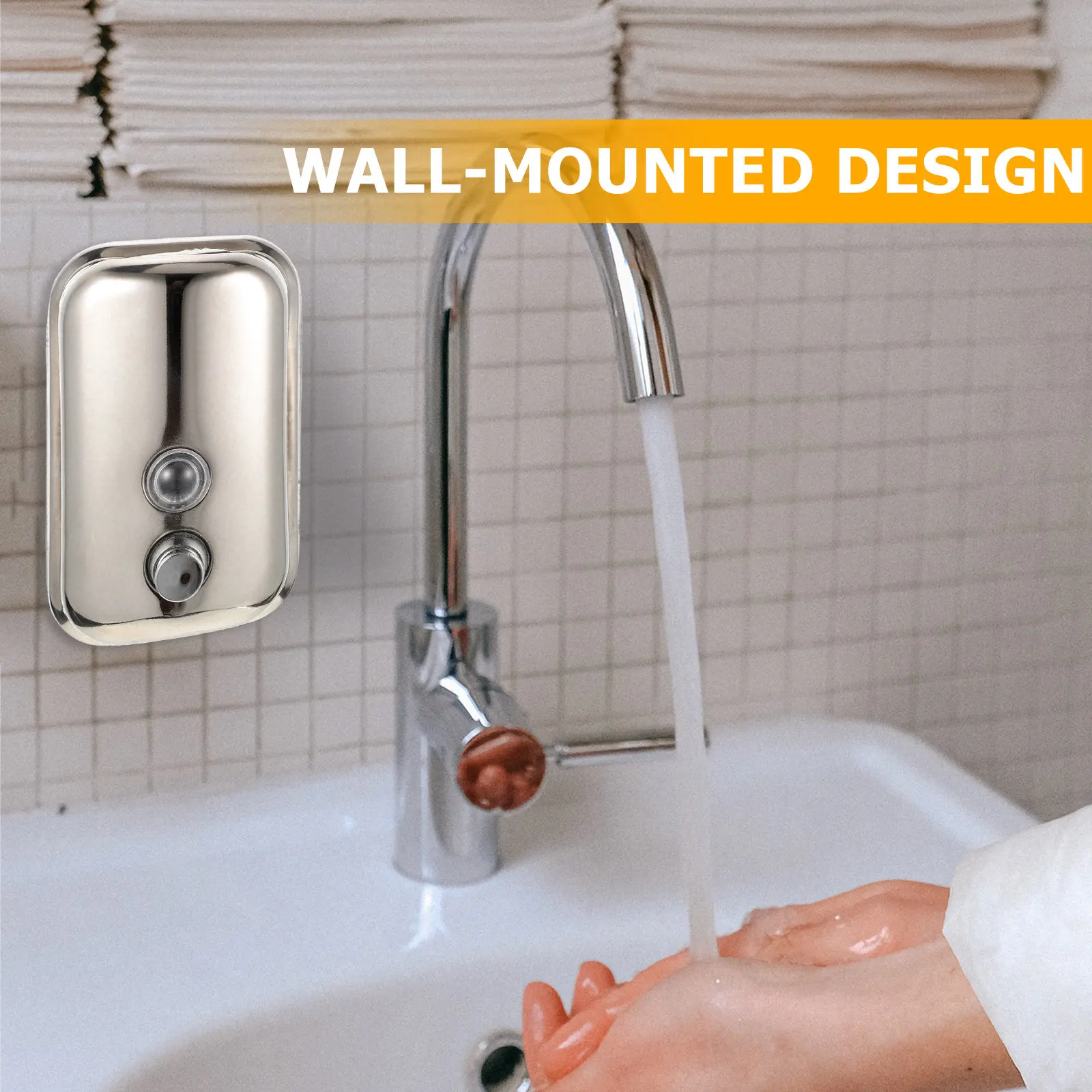 

1Set Wall Mounted Soap Dispenser Stainless Steel Liquid Soap Shampoo Lotion Dispenser for Bathroom Kitchen Hotel Hospital Public