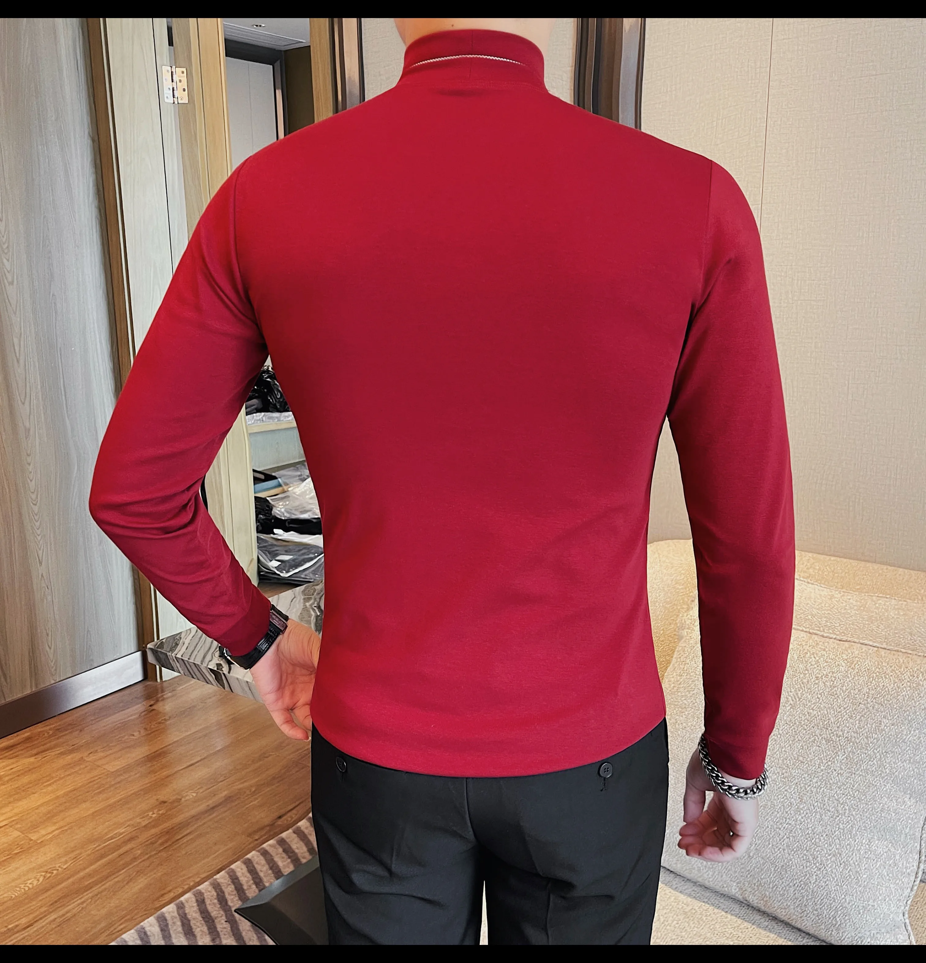 2026 Herren Thermounterwäsche Rollkragen-Hemd mit Revers, dünnes Modal-Herbst- und Winter-Langarm-Unterhemd, einlagiges Slim-Fit-Oberteil – Detail 17