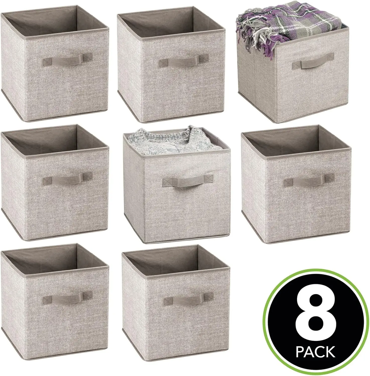 Small Fabric Collapsible Organizer Cube Bin Box with Front Handle for Cube Furniture Units, Closet or Bedroom Storage