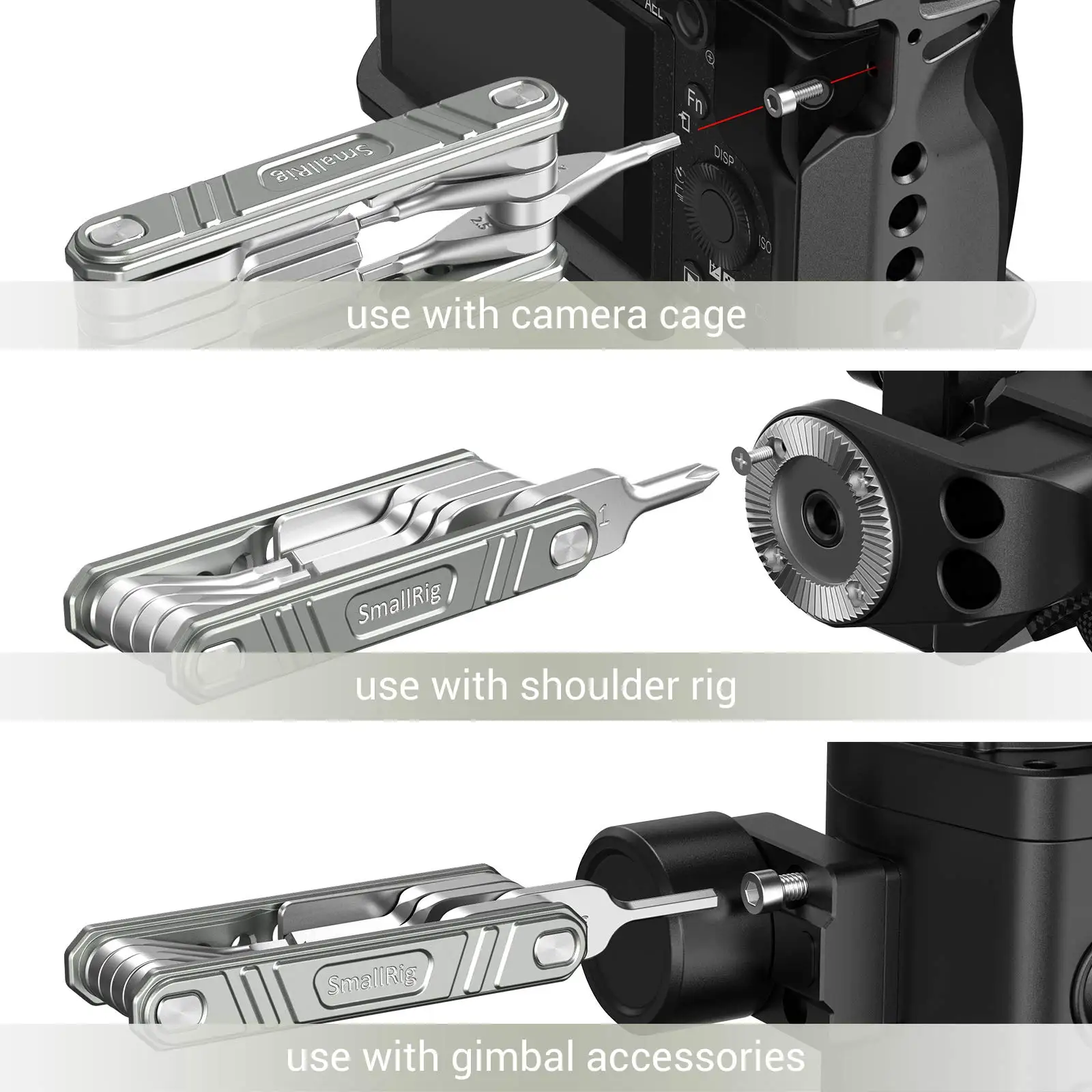 SMALLRIG Universal Folding Tool Multi-Tool for Videographers, Tool Set with Nine Functional Tools Included Multi-Tool for Camera