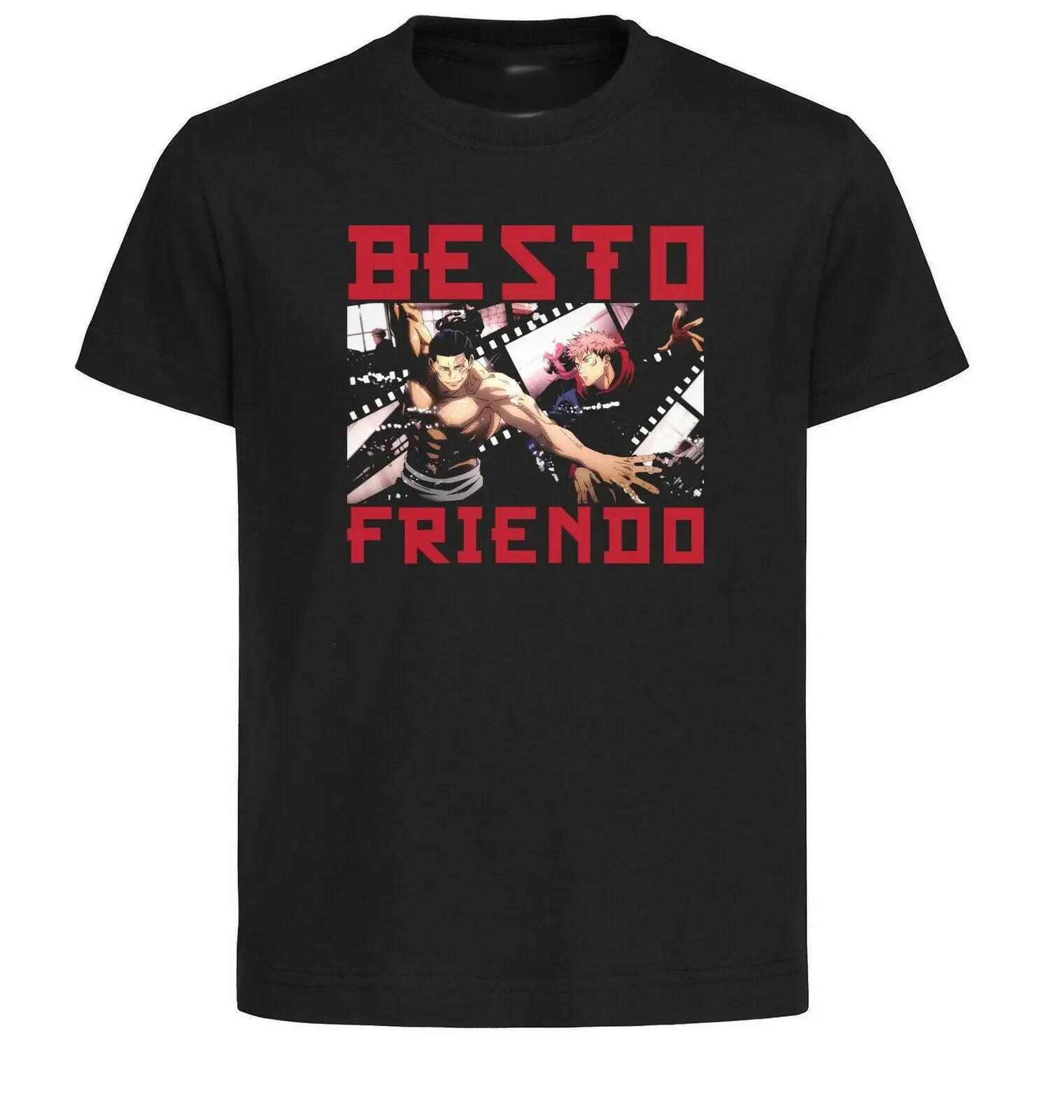 Black T-Shirt - Black Jersey - Jujutsu Kaisen Itadori & Toudou - Besto Frydo-