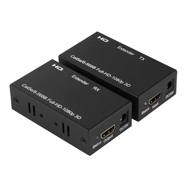 Extensor de 60M RJ45, compatible con HDMI, extensor de red 1080P de CAT5e CAT6, extensor LAN para PS4, apple, TV, PC y portátil