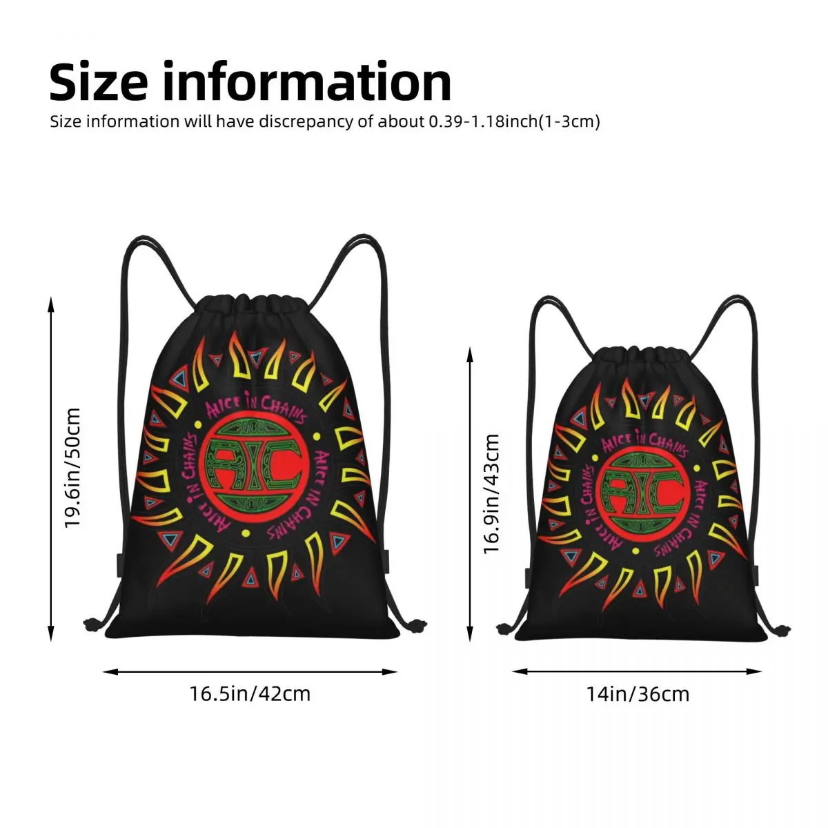 Alice In Chains Drawstring Backpack Sports Gym Bag Studio Chronicles A.I.C VOL.8 String Sackpack for Hiking