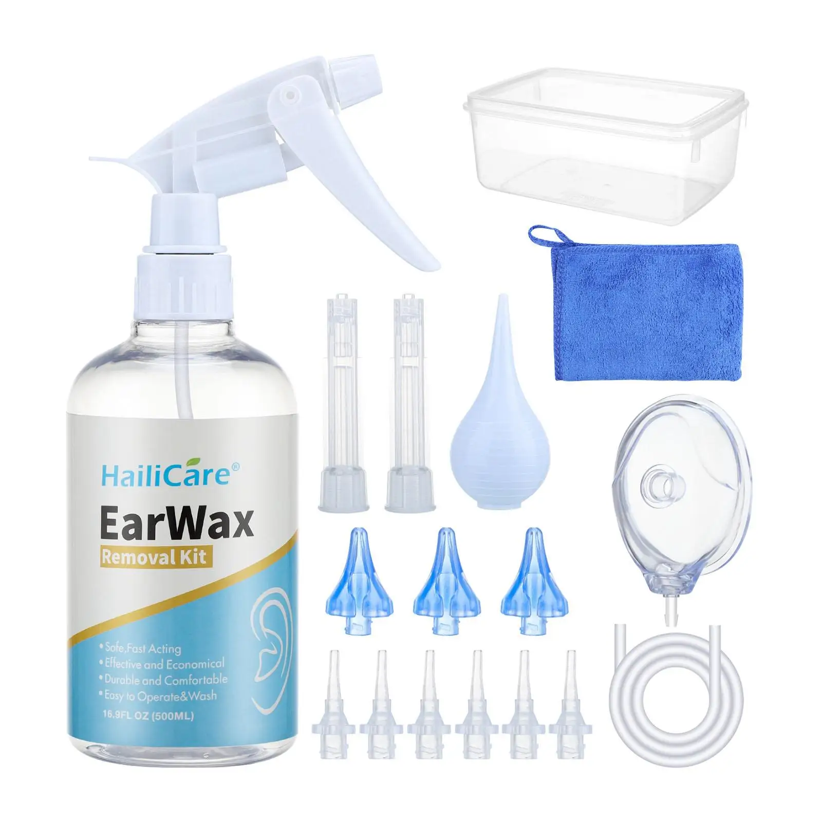 Ear Wax Removal Tool for Adult Kid Ear Care Wash Bottle with Sprayer Flushing System Ear Irrigation Kit Ear Cleaner Syringe Kit