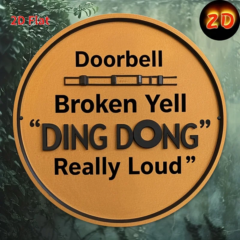 2D-Flachdruck, 1 Stück, rundes Eisen-Metallschild „Doorbell Fraction“, klassischer Stil, 7,8 x 7,8 Zoll, 2D-High-Definition-Druck,