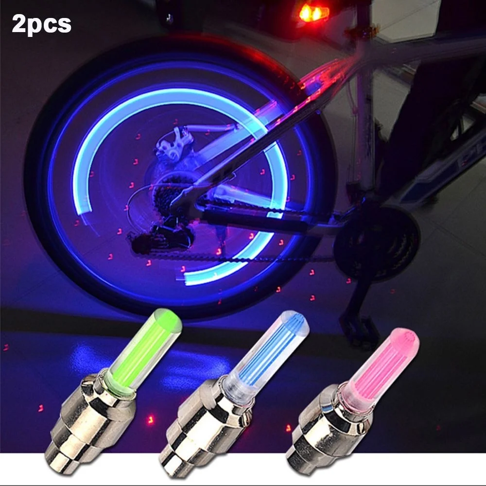 Wheel Air Valve Cap Decor Light, Car, Motorcycle, Bike Tire LED Lamp, Tyre Neon Gas Nozzle, Glow Stick Light, 2 Pcs