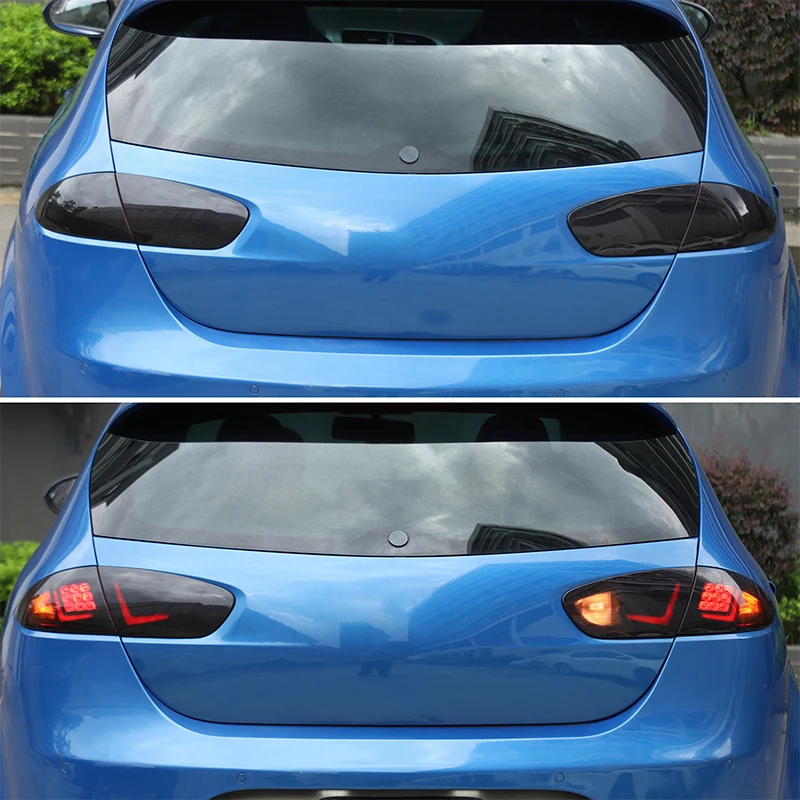 ل سيات ليون 2008-2012 ABS الأسود سيارة الذيل ضوء مصباح إشارة بدوره إشارة واقية اكسسوارات الديكور الخارجي للسيارة #4