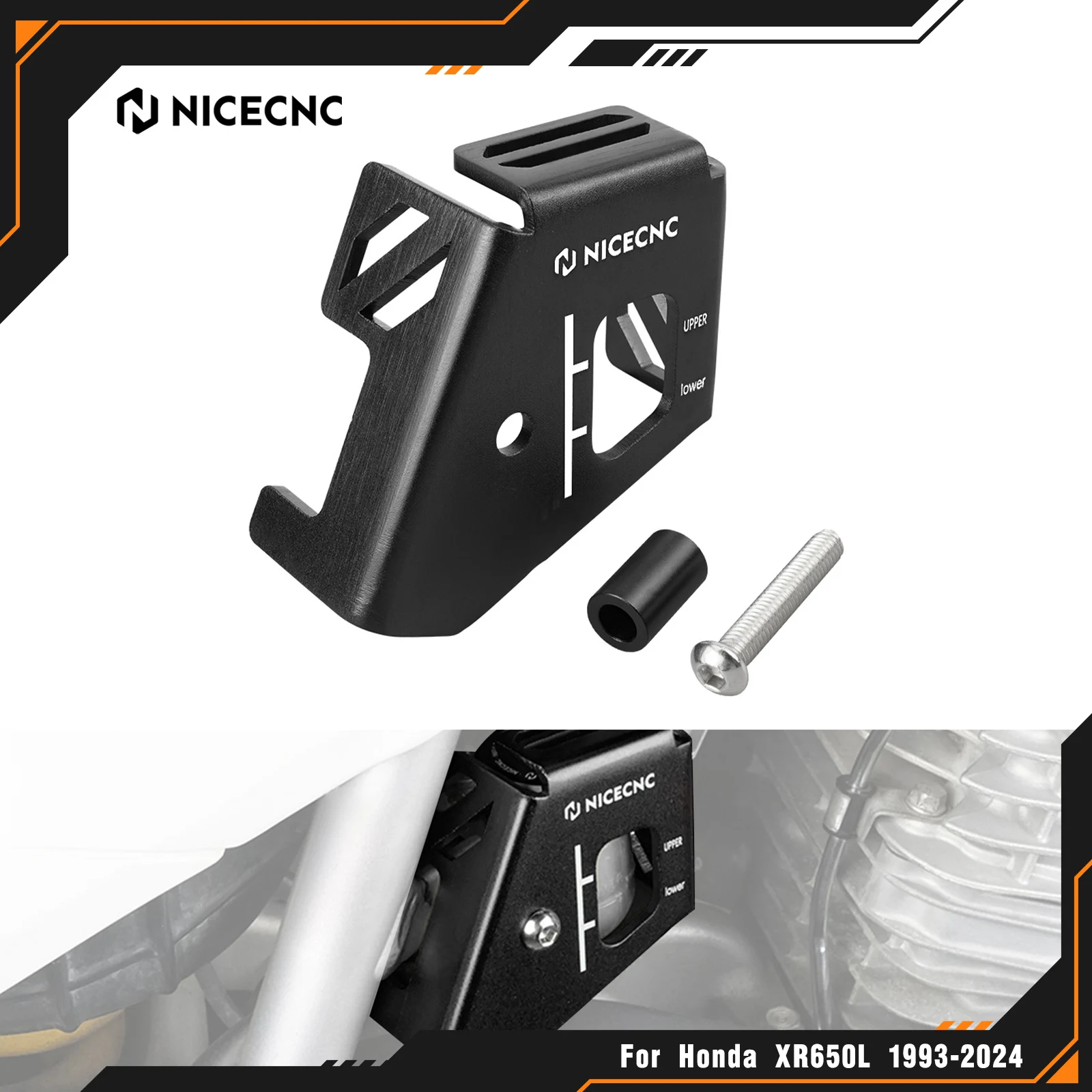 

NICECNC Motorcycle Rear Brake Reservoir Guard Cover Protector For HONDA XR650L XR 650L 650 L 1993-2025 2024 5052 Billet Aluminum