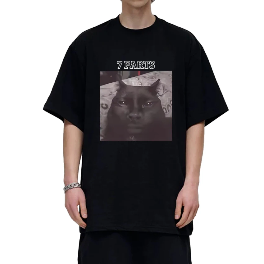 

Funny Humor 7 Farts Cat Meme Graphic print short sleeve T-shirts Unisex harajuku Oversized Tops Men Women 100% Cotton T shirt