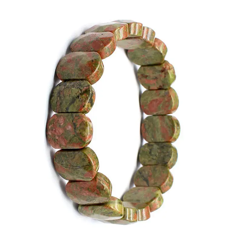

Factory natural stone flower green stone bracelet handmade for men and women, personalized geometric energy fashion gift box