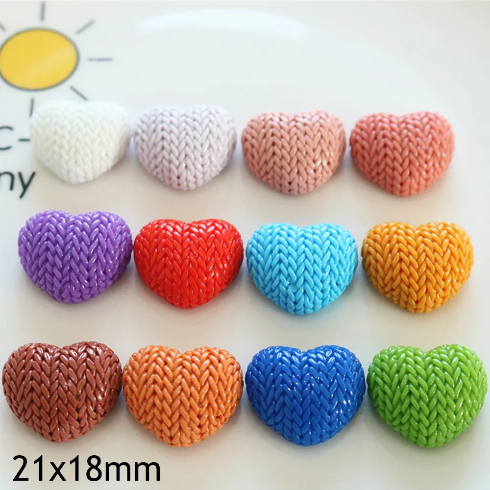 Miniatura Resina Plana Voltar Cabochões, Brilhante Série Coração De Malha, Hairpin Scrapbooking, DIY Home Decor, Acessórios Artesanais, 10Pcs